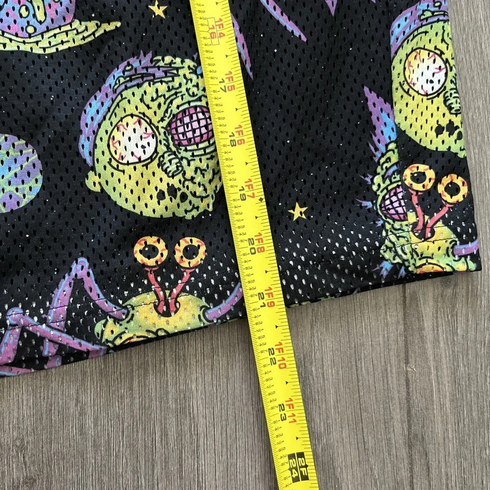 Puma X Rick & Morty Mesh Athletic Shorts Drawstring Mens XL Black Purple Green